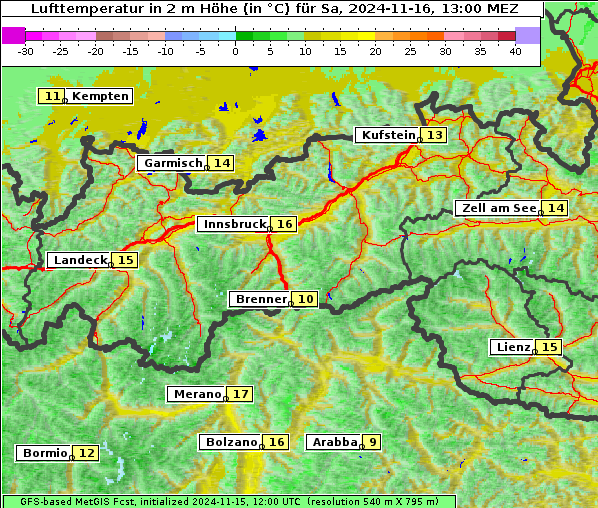 Temperatur, 16. 11. 2024