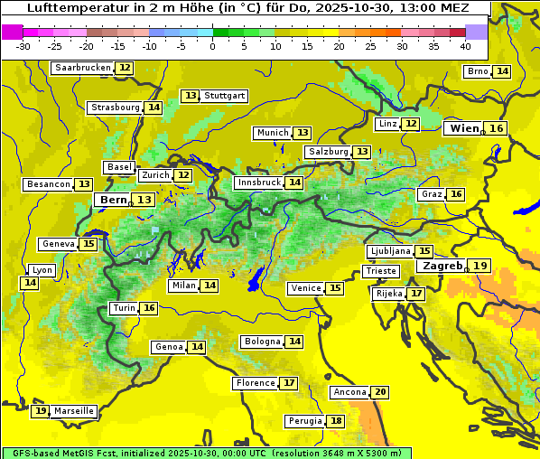 Temperatur, 30. 10. 2025