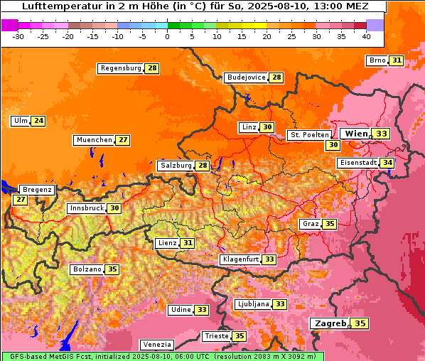 Temperatur, 10. 8. 2025