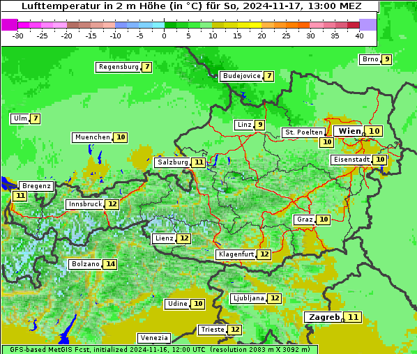 Temperatur, 17. 11. 2024