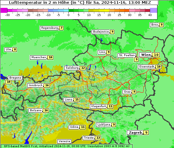 Temperatur, 16. 11. 2024