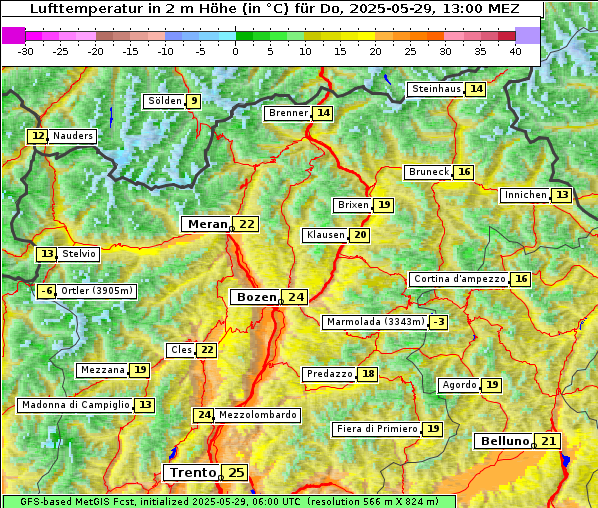 Temperatur, 29. 5. 2025
