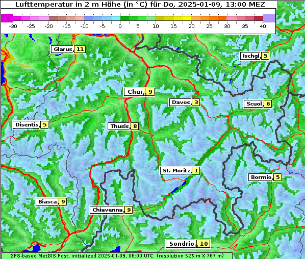 Temperatur, 9. 1. 2025