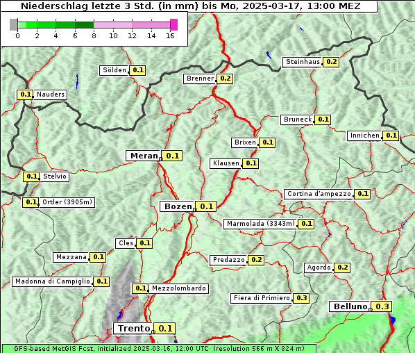 Niederschlag, 17. 3. 2025