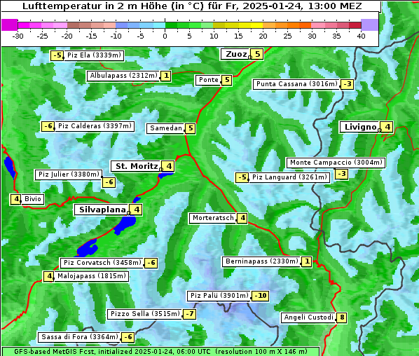 Temperatur, 24. 1. 2025