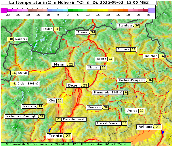 Temperatur, 2. 9. 2025