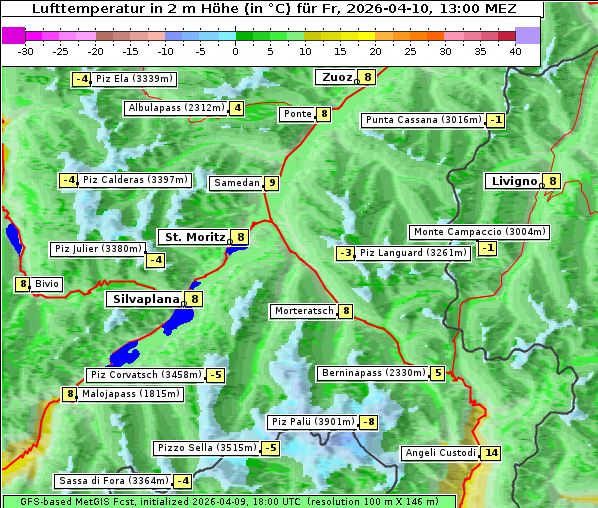 Temperatur, 10. 4. 2026