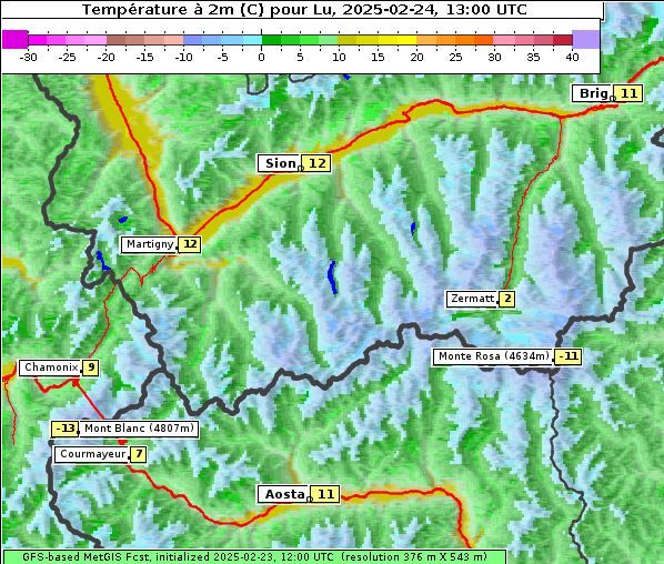 Temperatur, 24. 2. 2025