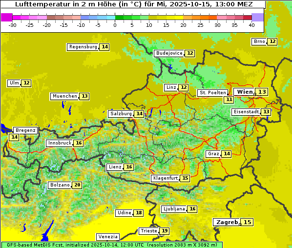 Temperatur, 15. 10. 2025
