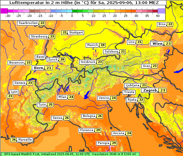 Temperatur, 6. 9. 2025