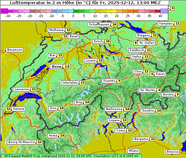 Temperatur, 12. 12. 2025