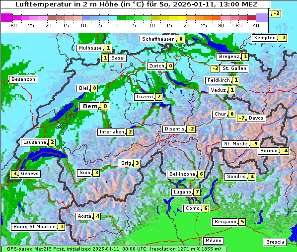Temperatur, 11. 1. 2026