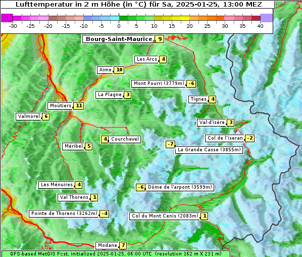 Temperatur, 25. 1. 2025