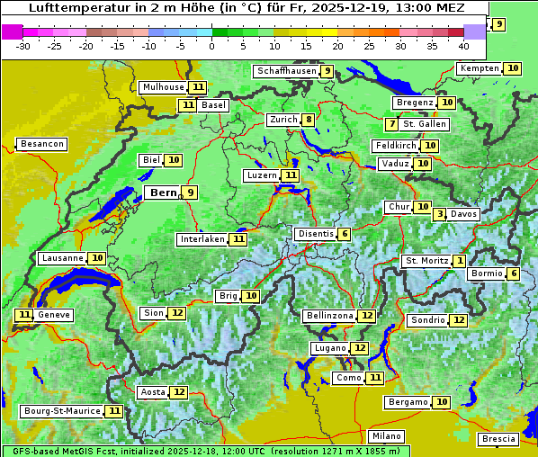 Temperatur, 19. 12. 2025