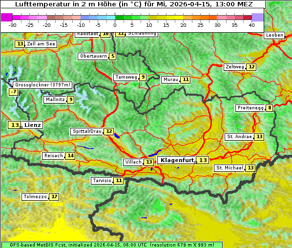 Temperatur, 15. 4. 2026