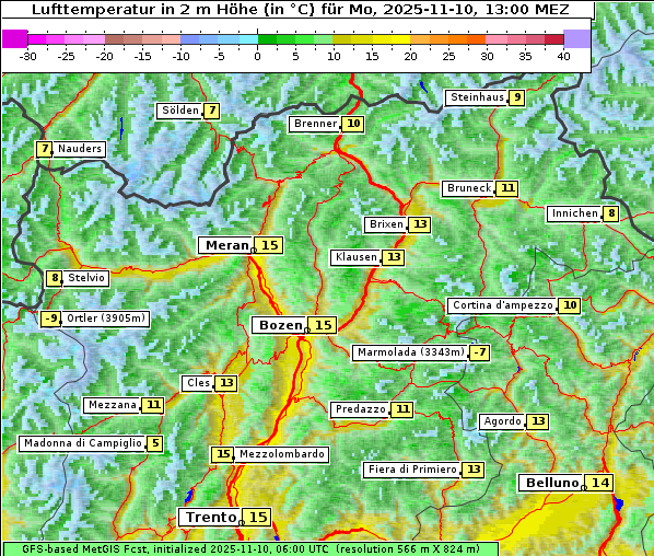 Temperatur, 10. 11. 2025