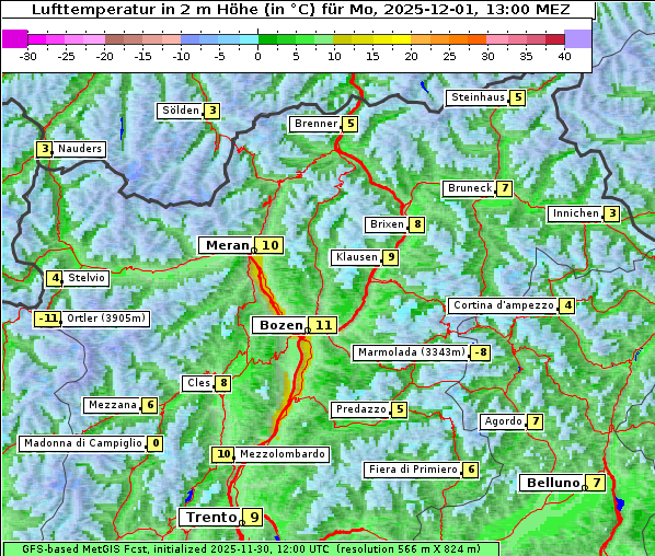 Temperatur, 1. 12. 2025