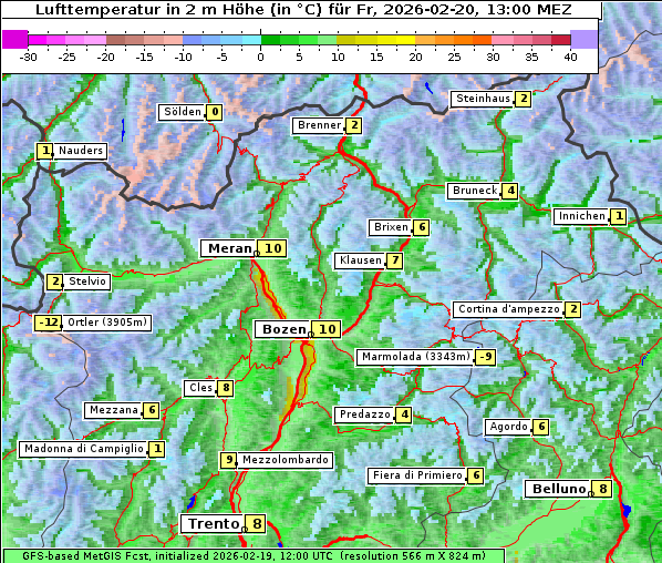 Temperatur, 20. 2. 2026