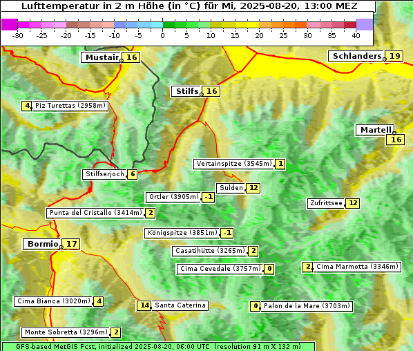 Temperatur, 20. 8. 2025