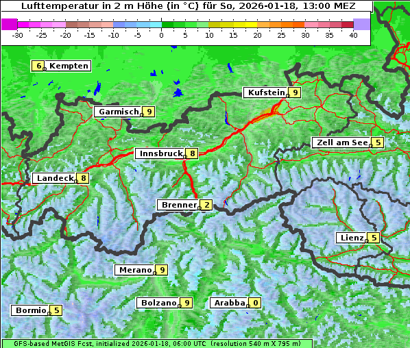 Temperatur, 18. 1. 2026