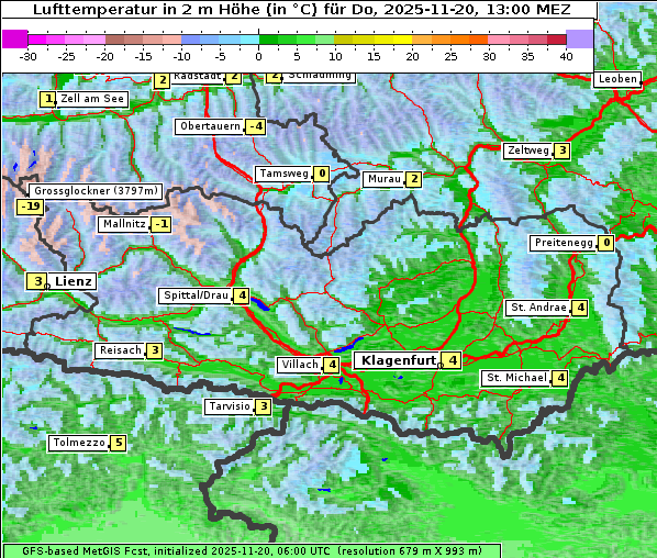 Temperatur, 20. 11. 2025