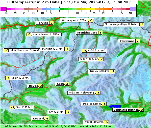 Temperatur, 12. 1. 2026