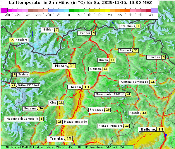Temperatur, 15. 11. 2025