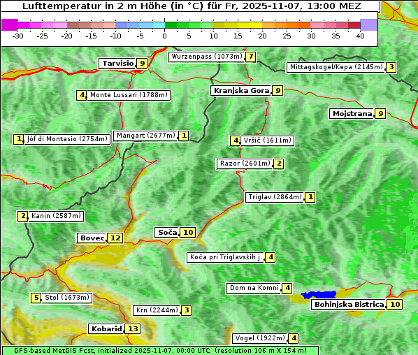 Temperatur, 7. 11. 2025