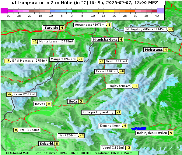Temperatur, 7. 2. 2026