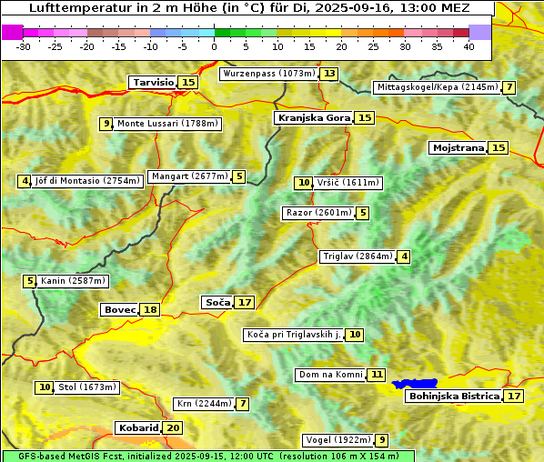 Temperatur, 16. 9. 2025