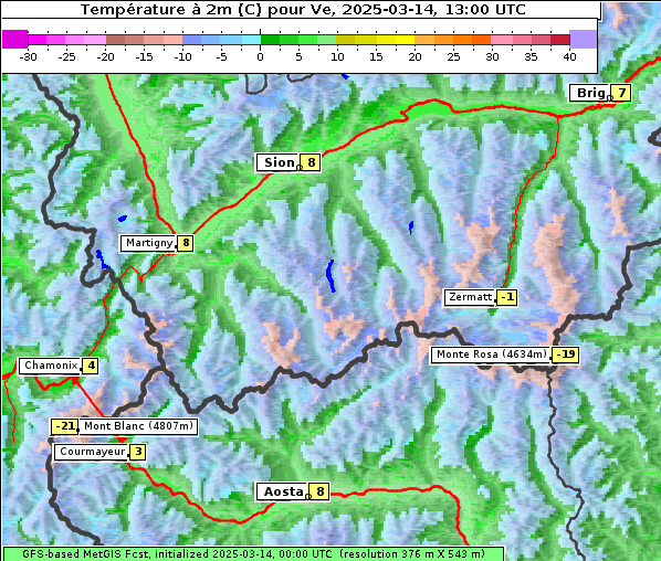 Temperatur, 14. 3. 2025