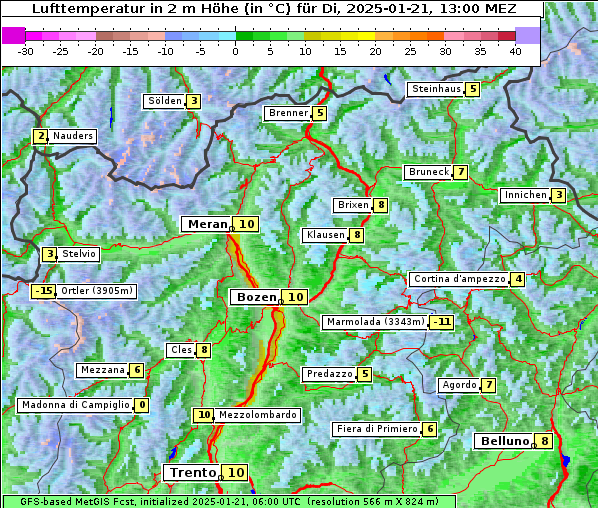 Temperatur, 21. 1. 2025