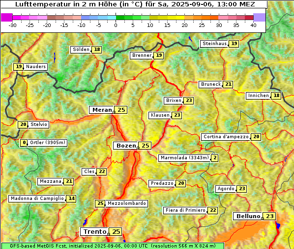 Temperatur, 6. 9. 2025