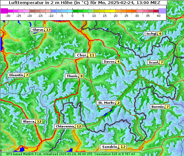 Temperatur, 24. 2. 2025