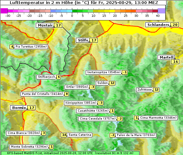 Temperatur, 29. 8. 2025