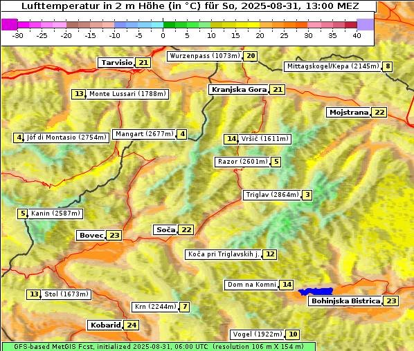 Temperatur, 31. 8. 2025