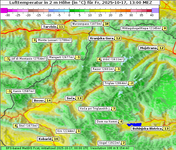 Temperatur, 17. 10. 2025