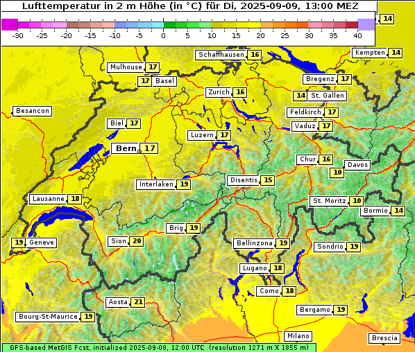 Temperatur, 9. 9. 2025