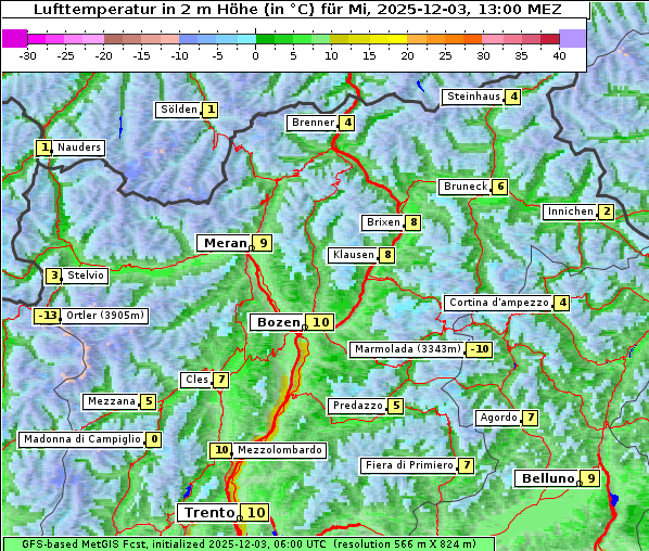 Temperatur, 3. 12. 2025