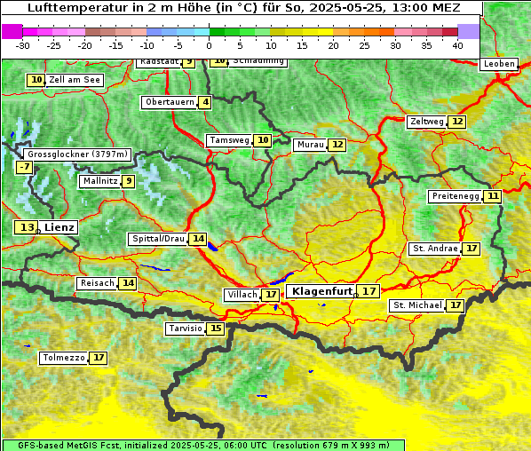 Temperatur, 25. 5. 2025