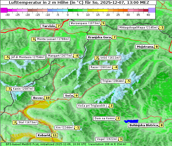 Temperatur, 7. 12. 2025