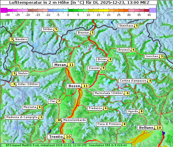Temperatur, 23. 12. 2025