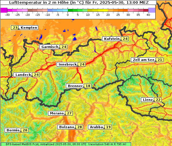 Temperatur, 30. 5. 2025