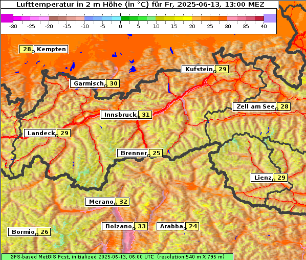 Temperatur, 13. 6. 2025