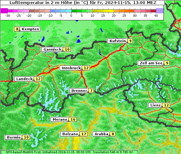 Temperatur, 15. 11. 2024