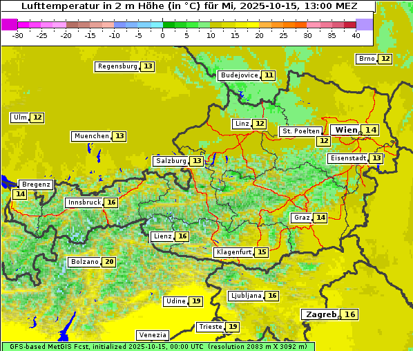 Temperatur, 15. 10. 2025
