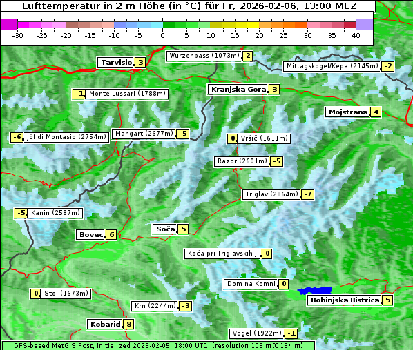 Temperatur, 6. 2. 2026