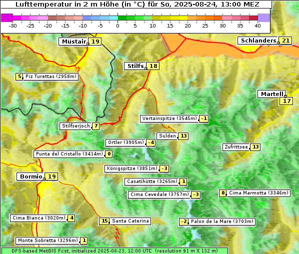 Temperatur, 24. 8. 2025