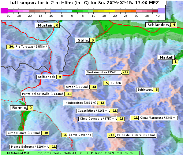 Temperatur, 15. 2. 2026