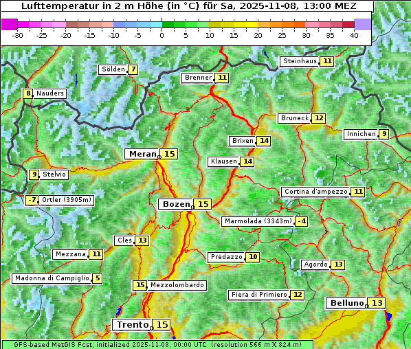 Temperatur, 8. 11. 2025